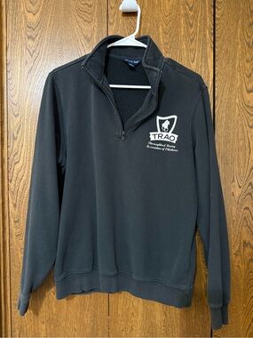 TRAO Black Quarter-Zip Pullover with White Horse Racing Logo